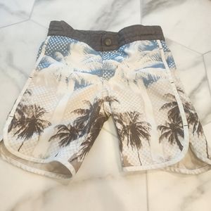 Gymboree, boy's- Size 3 cute swim trunks, brown, blue & cream beach scene 🌴🏖🌴